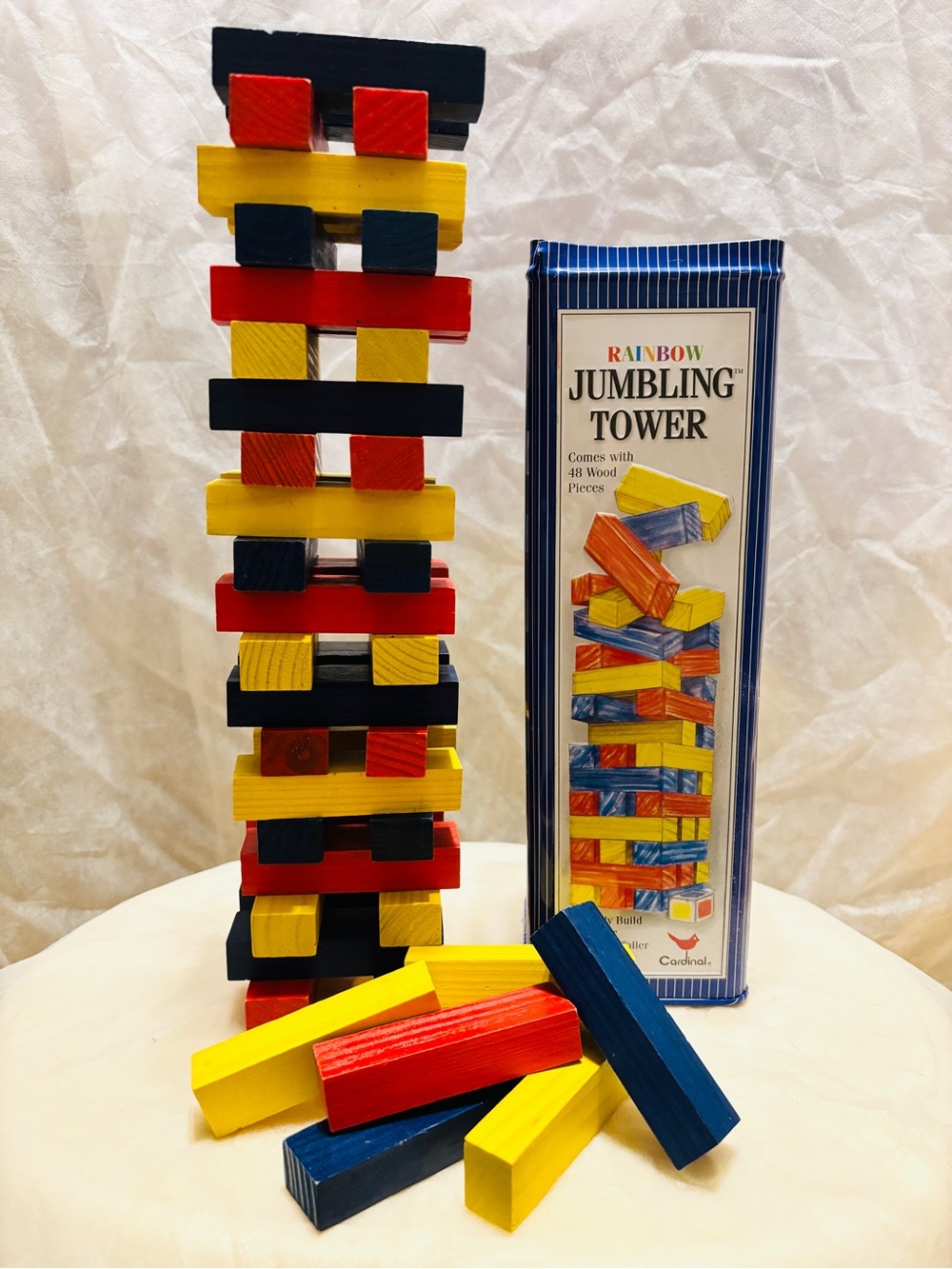 Rainbow Jumbling Tower Wood Block Game by Cardinal 47 Pieces